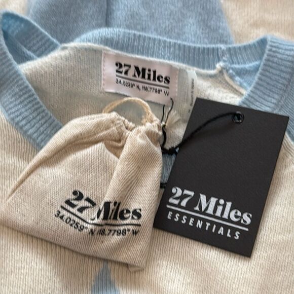NWT 27 Miles | Kyra Cashmere Star Baseball Sweater Small Light Blue - Picture 8 of 10
